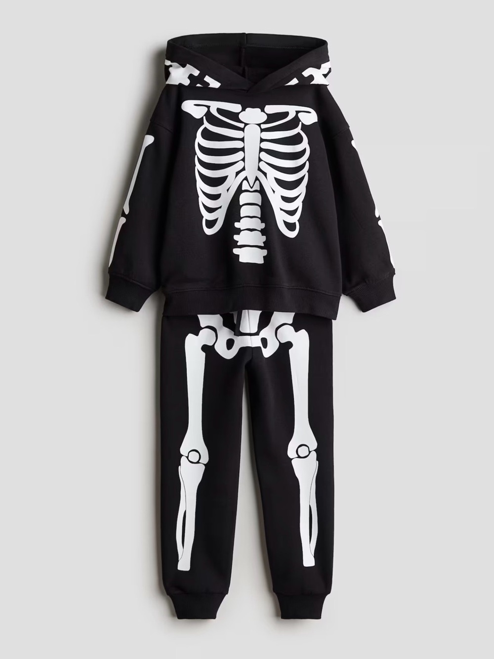 H&M Kids Black Skeleton Hoodie & Joggers Costume Set (2-4)